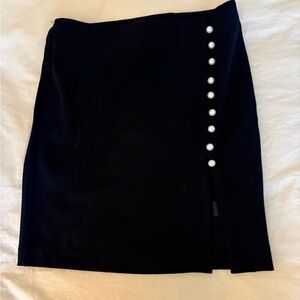 Lulu's Black Mini Skirt with Pearl Details